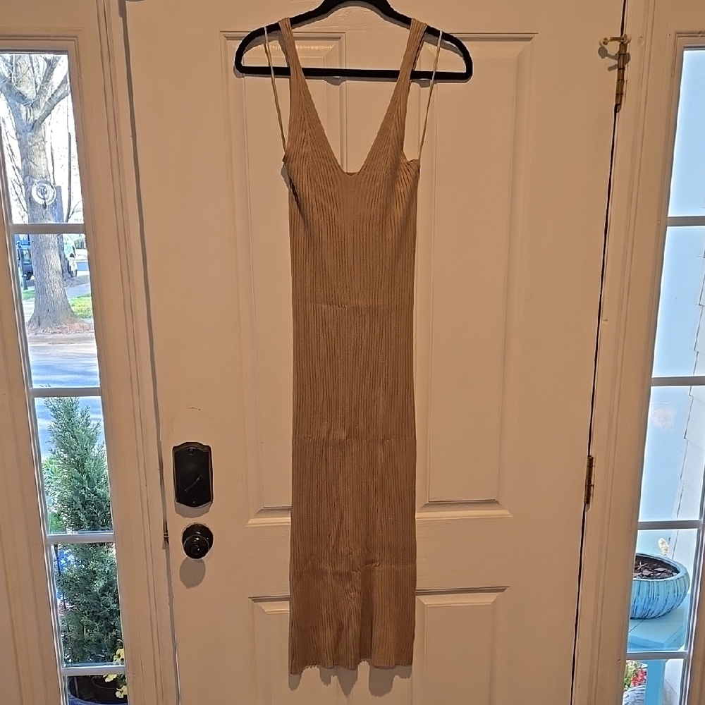 Elegant Tan Sleeveless Dress